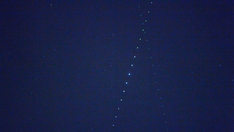 Composite frame generated of the 2 UFO's they flew by opposing trajectories from one another.